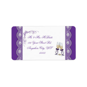 Champagne Glass Wedding Address Labels pu