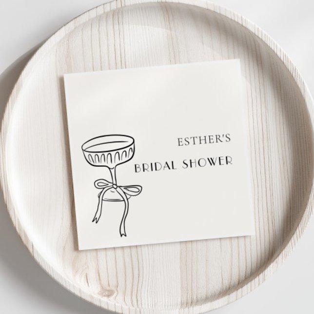 Champagne Glass With Bow Bridal Shower Napkin (Creator Uploaded)
