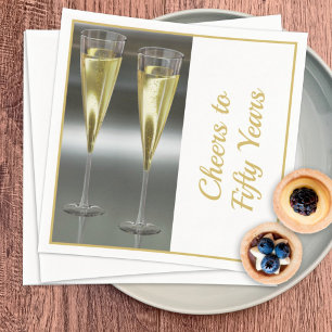 Champagne Glasses 50th Wedding Anniversary Party Napkin