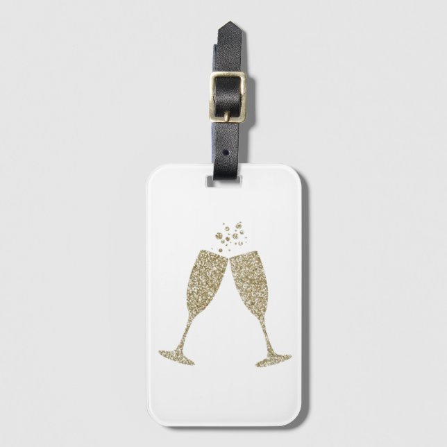 Champagne Glasses Acrylic Luggage Tag (Front Vertical)
