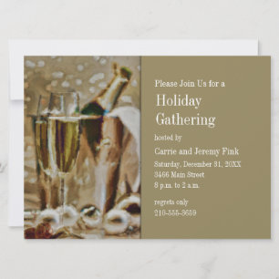Champagne Glasses and Bucket Holiday Party Invitation