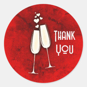 Champagne Glasses and Hearts  Classic Round Sticker