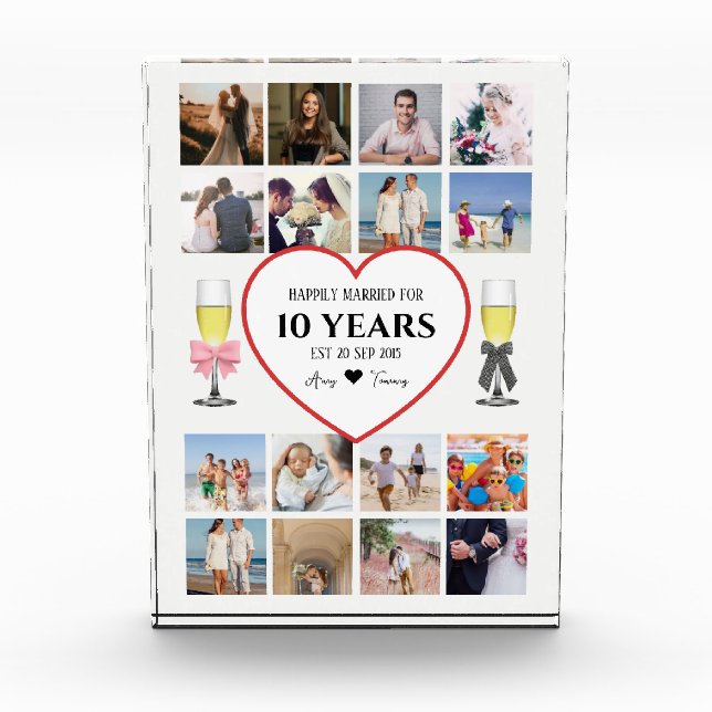 Champagne Glasses Anniversary Photo Block (Front)