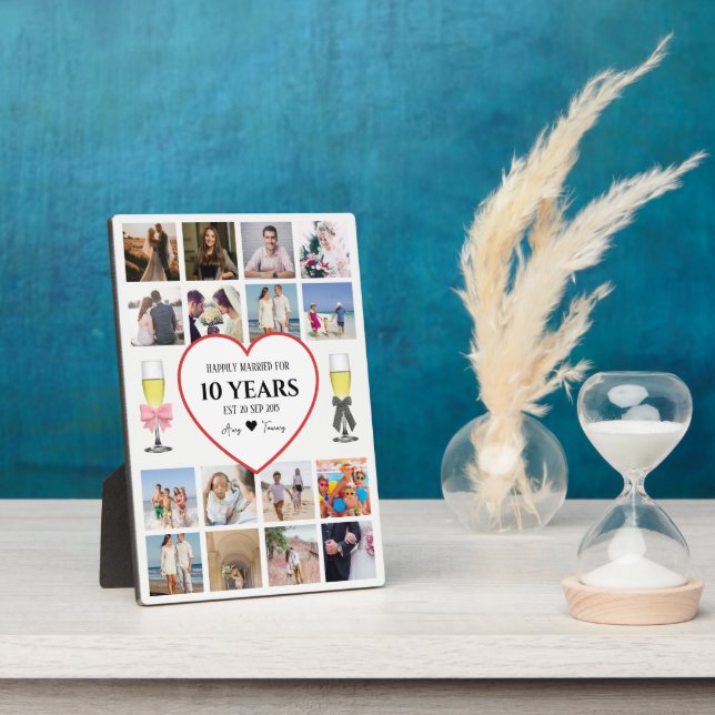 Champagne Glasses Anniversary Photo Plaque (Side)