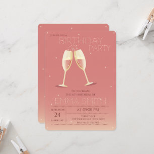 Champagne glasses Birthday invitation