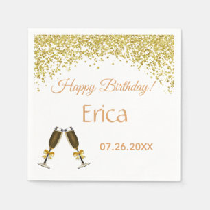 Champagne Glasses. Birthday. Napkin