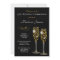 Champagne Glasses Black Gold Birthday Invitation