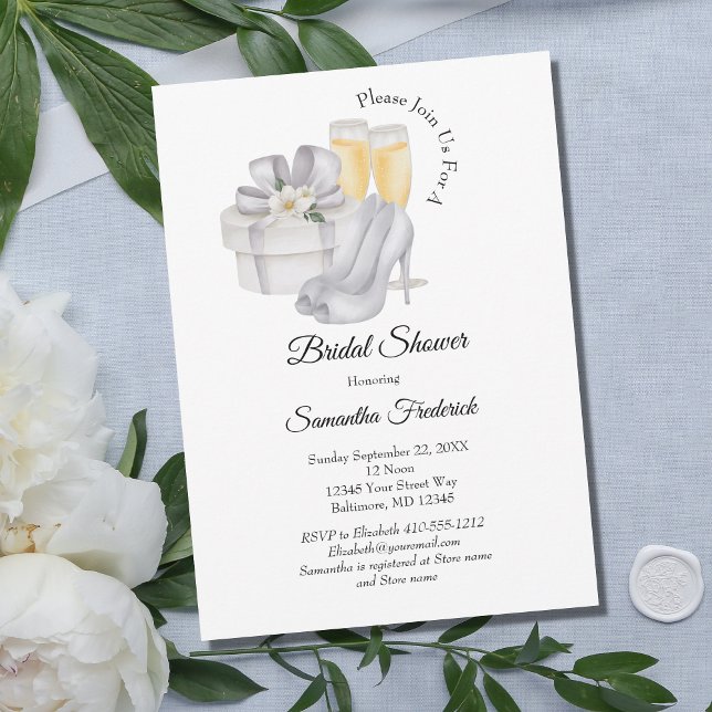 Champagne Glasses Bridal shoes Chic Bridal Shower  Invitation (Creator Uploaded)