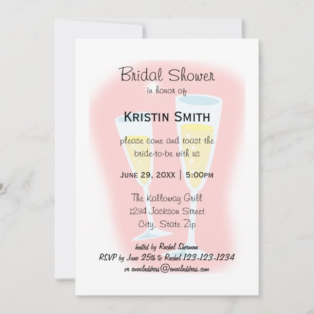 Champagne Glasses - Bridal Shower Invitation (Front)