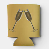 Champagne Glasses Celebration on Gold Can Cooler (Back)