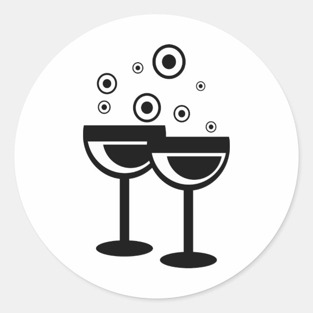 Champagne Glasses Classic Round Sticker (Front)