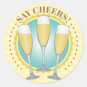 Champagne Glasses Classic Round Sticker