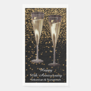 Champagne Glasses Custom Wedding Anniversary Party Napkin