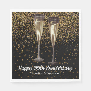 Champagne Glasses Custom Wedding Anniversary Party Napkin