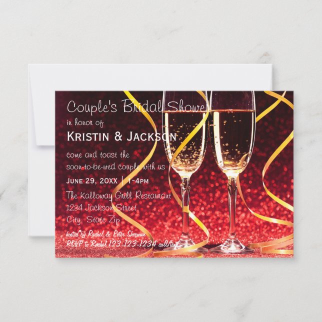 Champagne Glasses Photo - 3x5 Bridal Shower Invitation (Front)