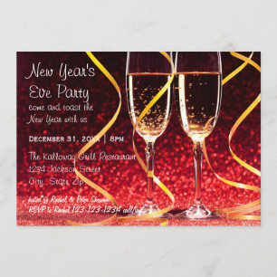 Champagne Glasses Photo - New Year's Eve Party Invitation