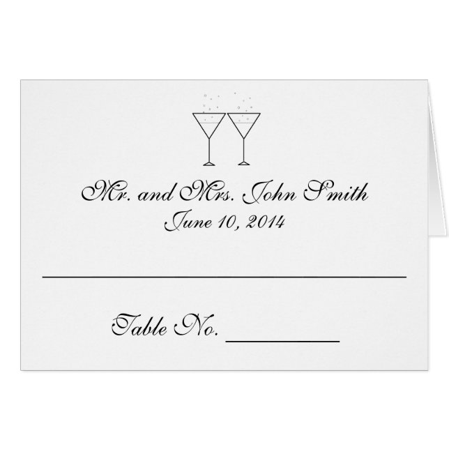 "Champagne Glasses" Place Cards (Front Horizontal)