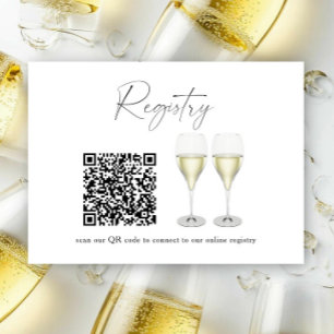 Champagne glasses QR code Bridal shower registry Enclosure Card
