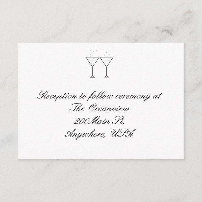 "Champagne Glasses" Reception Cards (Front)