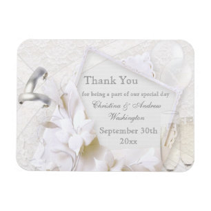 Champagne Glasses & Rings Thank You Wedding Favour Magnet