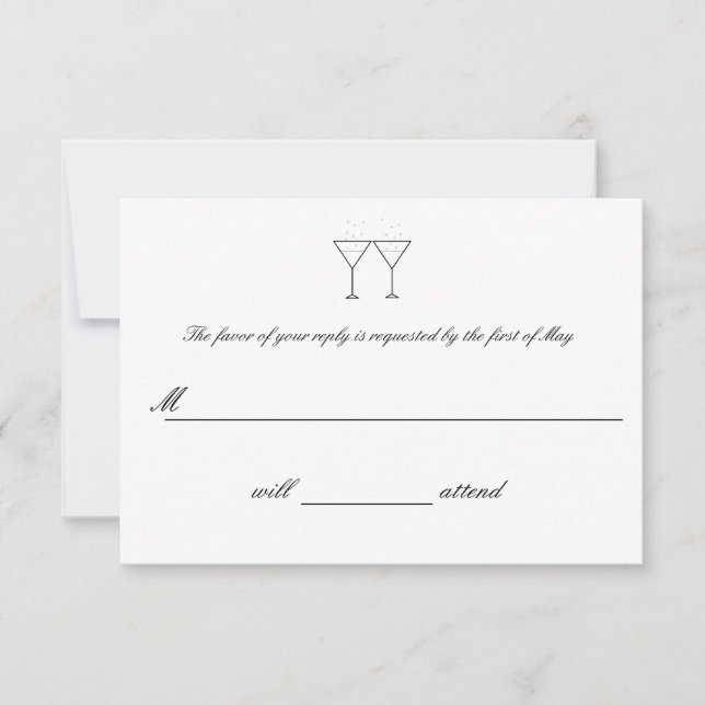 "Champagne Glasses" RSVP Cards (Front)