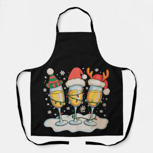 Champagne Glasses Santa Reindeer Christmas Xmas Apron