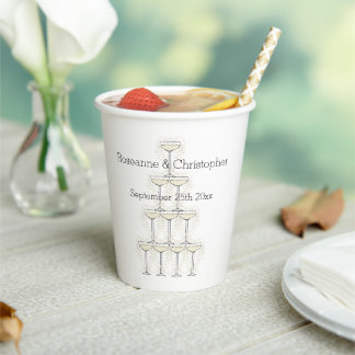 Champagne Glasses Simple Wedding Paper Cups