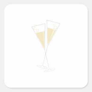 Champagne Glasses Square Sticker