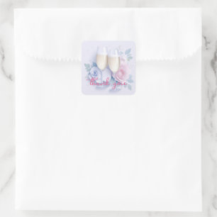 Champagne Glasses Thank You Square Sticker