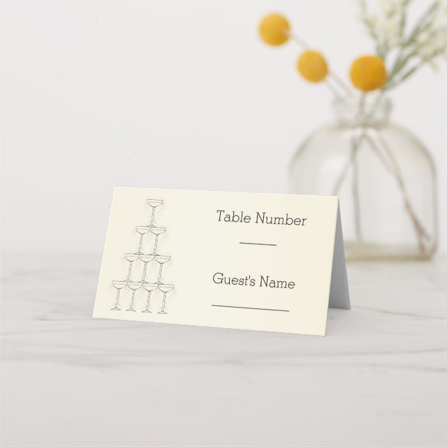 Champagne Glasses Wedding Place Card (Front)