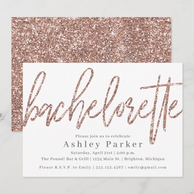 Champagne Glitter Bachelorette Party Invitation (Front/Back)