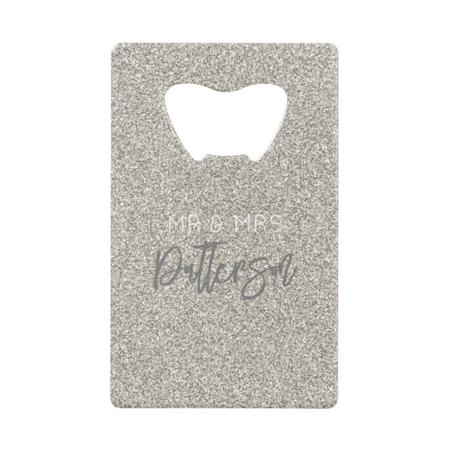 Champagne Glitter Mr&Mrs NAME Wedding DATE Elegant (Front)