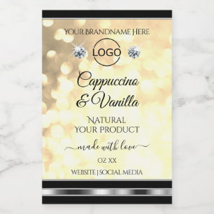 Champagne Glitter Product Labels Diamonds and Logo