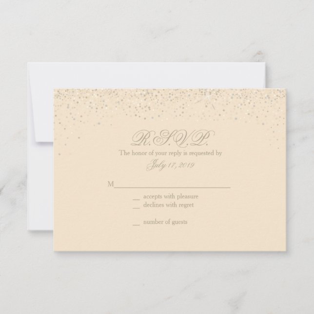 Champagne Glitter Wedding Response Cards (Front)