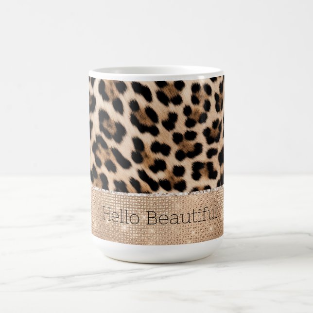 Champagne Glitz Cream Leopard Coffee Mug (Center)