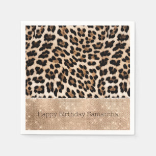 Champagne Glitz Cream Leopard Napkin
