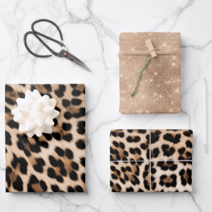 Champagne Glitz Cream Leopard Wrapping Paper Sheet
