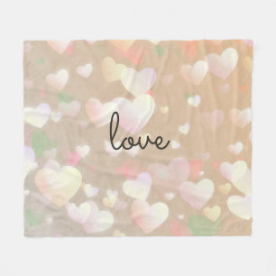 Champagne Glow Hearts Fleece Blanket