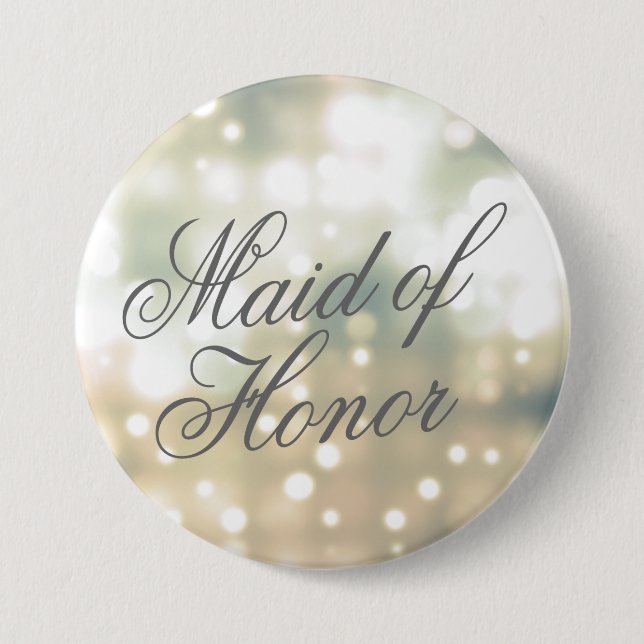 Champagne Glow Maid of Honour Button Pin (Front)