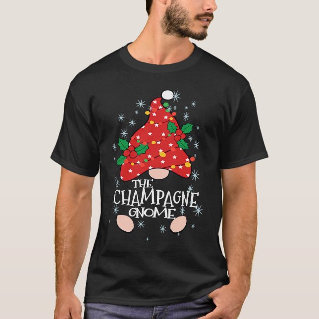 Champagne Gnome Costume Family Matching  Christmas T-Shirt (Front)