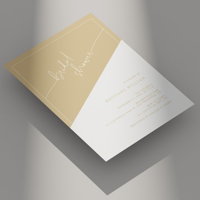 Champagne Gold and Ivory Geometric Bridal Shower Invitation (Champagne Gold and Ivory Geometric Bridal Shower Invitation)