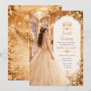 Champagne Gold Ballroom Sweet Sixteen Invitation