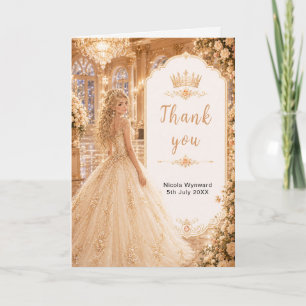 Champagne Gold Ballroom Sweet Sixteen Thank You Card