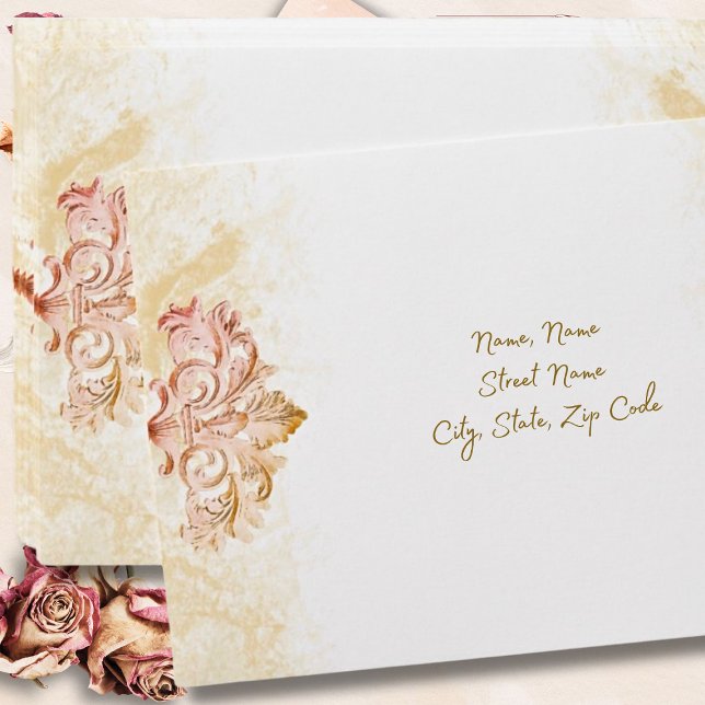 Champagne Gold Baroque Elegant Wedding Invitation Envelope (Creator Uploaded)
