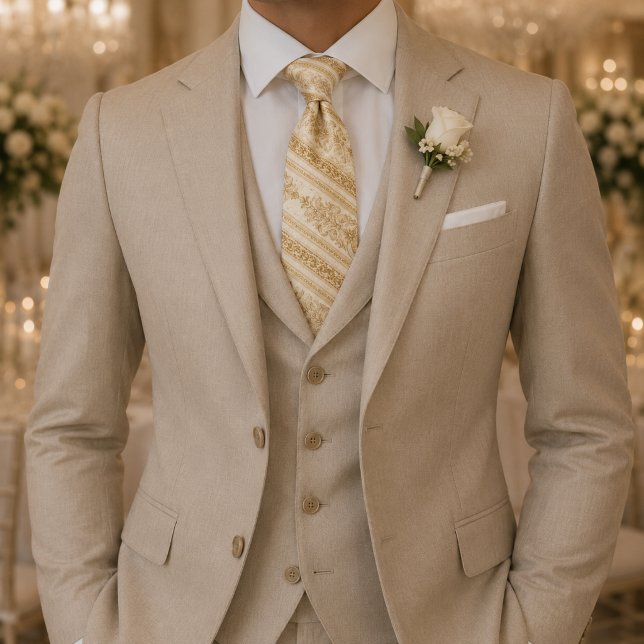 Champagne Gold Baroque Regency Stripe Tie (Creator Uploaded)