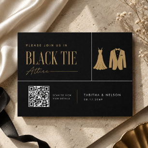 Champagne Gold Black Tie Wedding QR  Enclosure Card