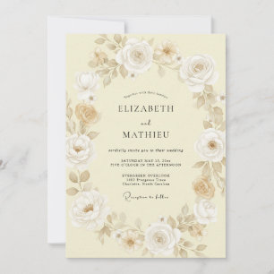 Champagne Gold Blossom Wedding Invitation