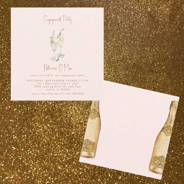 Champagne Gold & Blush Square Engagement Party (Creator Uploaded)