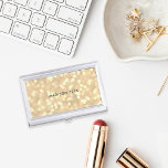 Champagne Gold Bokeh Personalised Business Card Holder<br><div class="desc">Elegant business card case features a background of bokeh lights in shades of champagne and gold,  with your name,  monogram or company name in the centre.</div>