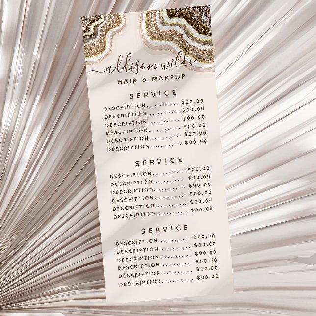 Champagne Gold Brown Glitter Agate Geode Rack Card (Creator Uploaded)